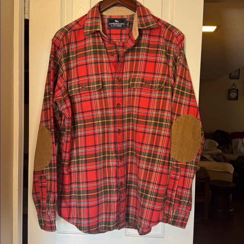 American Living Red and Green Plaid Shirt. Preowned condition
